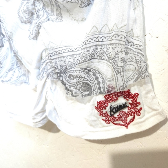 Karv | Y2k Vintage White and Gray Paisley Women's Top - Picture 4 of 12